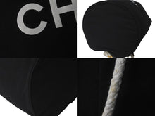 画像をギャラリービューアに読み込む, CHANEL シャネル リュックデイパック ロゴ 巾着 プールバッグ キャンバス ノベルティ ブラック ホワイト 良品 中古 60484