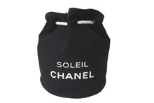 画像をギャラリービューアに読み込む, CHANEL シャネル リュック デイパック キャンバス SOLEIL CHANEL ロゴ 巾着 ノベルティ ブラック ホワイト 良品 中古 60485