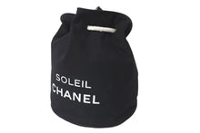 画像をギャラリービューアに読み込む, CHANEL シャネル リュック デイパック キャンバス SOLEIL CHANEL ロゴ 巾着 ノベルティ ブラック ホワイト 良品 中古 60485