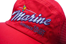 画像をギャラリービューアに読み込む, marine ENJOY SUMMER SPORT メッシュ キャップ レッド 帽子 刺繍 赤 小物 ナイロン サイズ54 美品 中古 60523