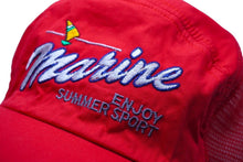 Load image into Gallery viewer, marine ENJOY SUMMER SPORT メッシュ キャップ レッド 帽子 刺繍 赤 小物 ナイロン サイズ54 美品 中古 60524