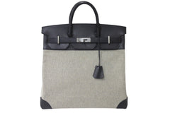 Very good condition HERMES Handbag Autacroix 40 Z engraved Black Toile Palladium hardware Used 60356