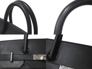 Very good condition HERMES Handbag Autacroix 40 Z engraved Black Toile Palladium hardware Used 60356