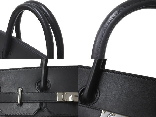 Very good condition HERMES Handbag Autacroix 40 Z engraved Black Toile Palladium hardware Used 60356