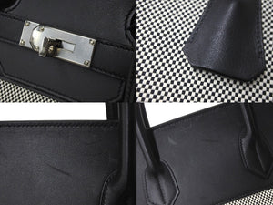 Very good condition HERMES Handbag Autacroix 40 Z engraved Black Toile Palladium hardware Used 60356