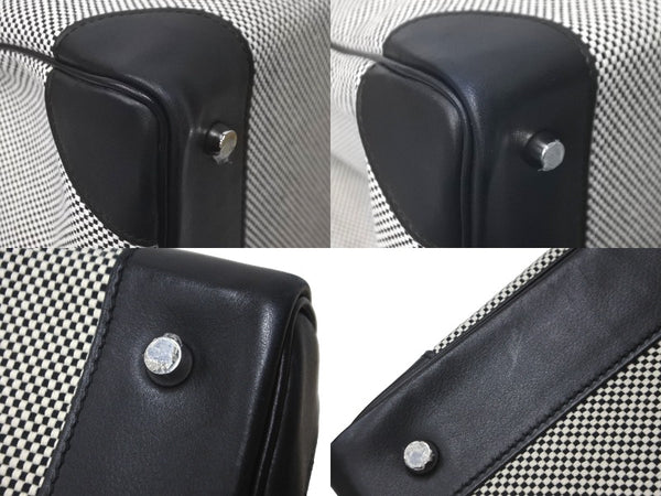 Very good condition HERMES Handbag Autacroix 40 Z engraved Black Toile Palladium hardware Used 60356