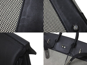 Very good condition HERMES Handbag Autacroix 40 Z engraved Black Toile Palladium hardware Used 60356