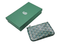 画像をギャラリービューアに読み込む, 極美品 GOYARD ゴヤール ポーチ セナ ミニ SENAT2MINTY09CL09P ヘリンボーン柄 グリーン ホワイト 中古 60547