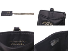 画像をギャラリービューアに読み込む, 極美品 CHANEL シャネル カードケース マトラッセ チェーンストラップ ラムスキン A01745 ブラック ゴールド金具 中古 4b007999