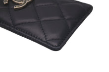 画像をギャラリービューアに読み込む, 極美品 CHANEL シャネル カードケース マトラッセ チェーンストラップ ラムスキン A01745 ブラック ゴールド金具 中古 4b007999