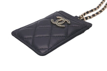 画像をギャラリービューアに読み込む, 極美品 CHANEL シャネル カードケース マトラッセ チェーンストラップ ラムスキン A01745 ブラック ゴールド金具 中古 4b007999