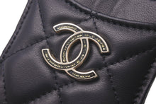 画像をギャラリービューアに読み込む, 極美品 CHANEL シャネル カードケース マトラッセ チェーンストラップ ラムスキン A01745 ブラック ゴールド金具 中古 4b007999