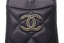 画像をギャラリービューアに読み込む, 極美品 CHANEL シャネル カードケース マトラッセ チェーンストラップ ラムスキン A01745 ブラック ゴールド金具 中古 4b007999