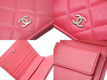 画像をギャラリービューアに読み込む, CHANEL シャネル 二つ折り財布 AP3178 ココマーク マトラッセ クラシック キャビアスキン ピンク ゴールド金具 美品 中古 60589
