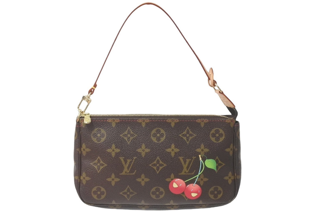 新品未使用 LOUIS VUITTON ルイヴィトン ポシェット アクセソワール ブラウン モノグラム チェリー 村上隆 M95008 中古 60592