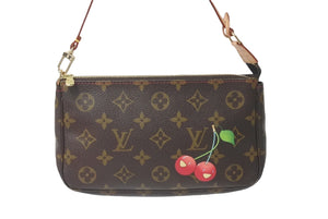 新品未使用 LOUIS VUITTON ルイヴィトン ポシェット アクセソワール ブラウン モノグラム チェリー 村上隆 M95008 中古 60592