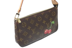 新品未使用 LOUIS VUITTON ルイヴィトン ポシェット アクセソワール ブラウン モノグラム チェリー 村上隆 M95008 中古 60592