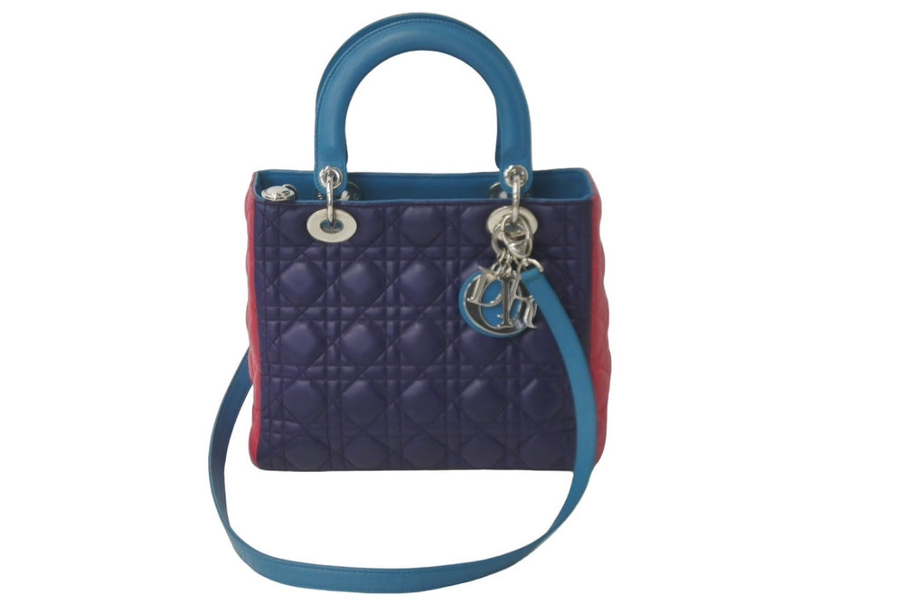 Christian Dior Christian Dior Handbag 2WAY Lady Dior Tricolor Lambskin M0550PTRI Good Condition Used 60666