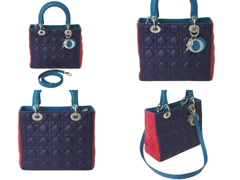 Christian Dior Christian Dior Handbag 2WAY Lady Dior Tricolor Lambskin M0550PTRI Good Condition Used 60666