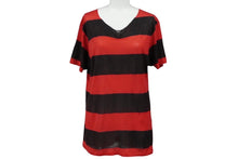 画像をギャラリービューアに読み込む, SAINT LAURENT PARIS サンローランパリ 半袖Ｔシャツ ボーダー レッド ブラック コットン サイズXS 387885 美品 中古 60704