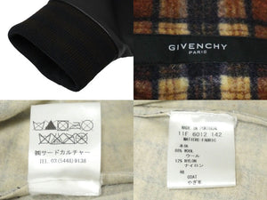 極美品 Givenchy ジバンシー 長袖シャツ ウールレザー切り返しシャツ 11F 6012 142 ブラウン ブラック 中古 60721