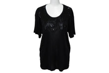 画像をギャラリービューアに読み込む, SAINT LAURENT PARIS サンローランパリ 半袖Ｔシャツ スパンコール シルク ブラック サイズM 330946 美品 中古 60726