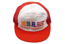 Load image into Gallery viewer, 極美品 U.S.A WELCOME WESTEM CARNIVAL メッシュ キャップ レッド 帽子 刺繍 ホワイト ナイロン 54CM 中古 60737
