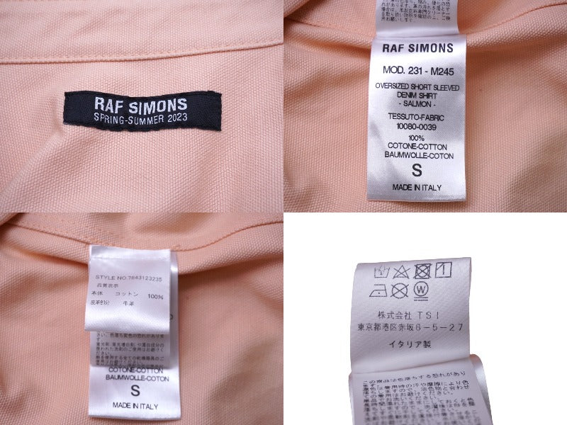 RAF SIMONS ラフシモンズ レザーパッチ付きオーバーサイズ半袖デニムシャツ 23SS 231 M245 ピンク サイズS 良品 中古  60752 – Casanova Vintage