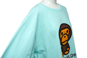 A BATHING APE アベイシングエイプ BABY MILO 長袖Ｔシャツ サイズXL ブルー コットン 002LTI301001M 美品 中古 60777