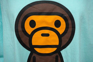 A BATHING APE アベイシングエイプ BABY MILO 長袖Ｔシャツ サイズXL ブルー コットン 002LTI301001M 美品 中古 60777