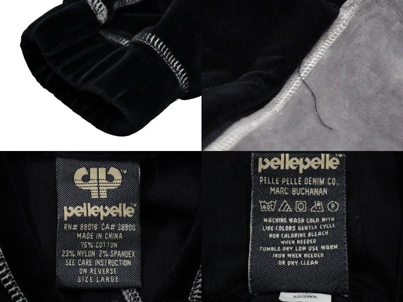 pellepelle ペレペレ ベロアセットアップ PPロゴ ブラック グレー サイズ52 美品 中古 60779 – Casanova Vintage