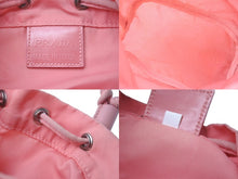 Load image into Gallery viewer, PRADA プラダ ポーチ ポシェット 巾着 トライアングルロゴ ナイロン ピンク シルバー金具 良品 中古 60812