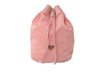 Load image into Gallery viewer, PRADA プラダ ポーチ ポシェット 巾着 トライアングルロゴ ナイロン ピンク シルバー金具 良品 中古 60812