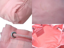 Load image into Gallery viewer, PRADA プラダ ポーチ ポシェット 巾着 トライアングルロゴ ナイロン ピンク シルバー金具 良品 中古 60812