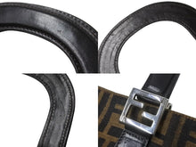 画像をギャラリービューアに読み込む, FENDI フェンディ ズッカ柄 ハンドバッグ ブラウン 総柄 ロゴ 手持ち 鞄 キャンバス レザー 美品 中古 60832