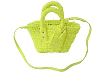 画像をギャラリービューアに読み込む, 極美品 BALENCIAGA バレンシアガ ビストロ XXS バスケットバッグ ハンドバッグ ツイード ネオンイエロー 678028 中古 60835