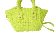 画像をギャラリービューアに読み込む, 極美品 BALENCIAGA バレンシアガ ビストロ XXS バスケットバッグ ハンドバッグ ツイード ネオンイエロー 678028 中古 60835
