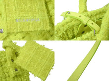 画像をギャラリービューアに読み込む, 極美品 BALENCIAGA バレンシアガ ビストロ XXS バスケットバッグ ハンドバッグ ツイード ネオンイエロー 678028 中古 60835