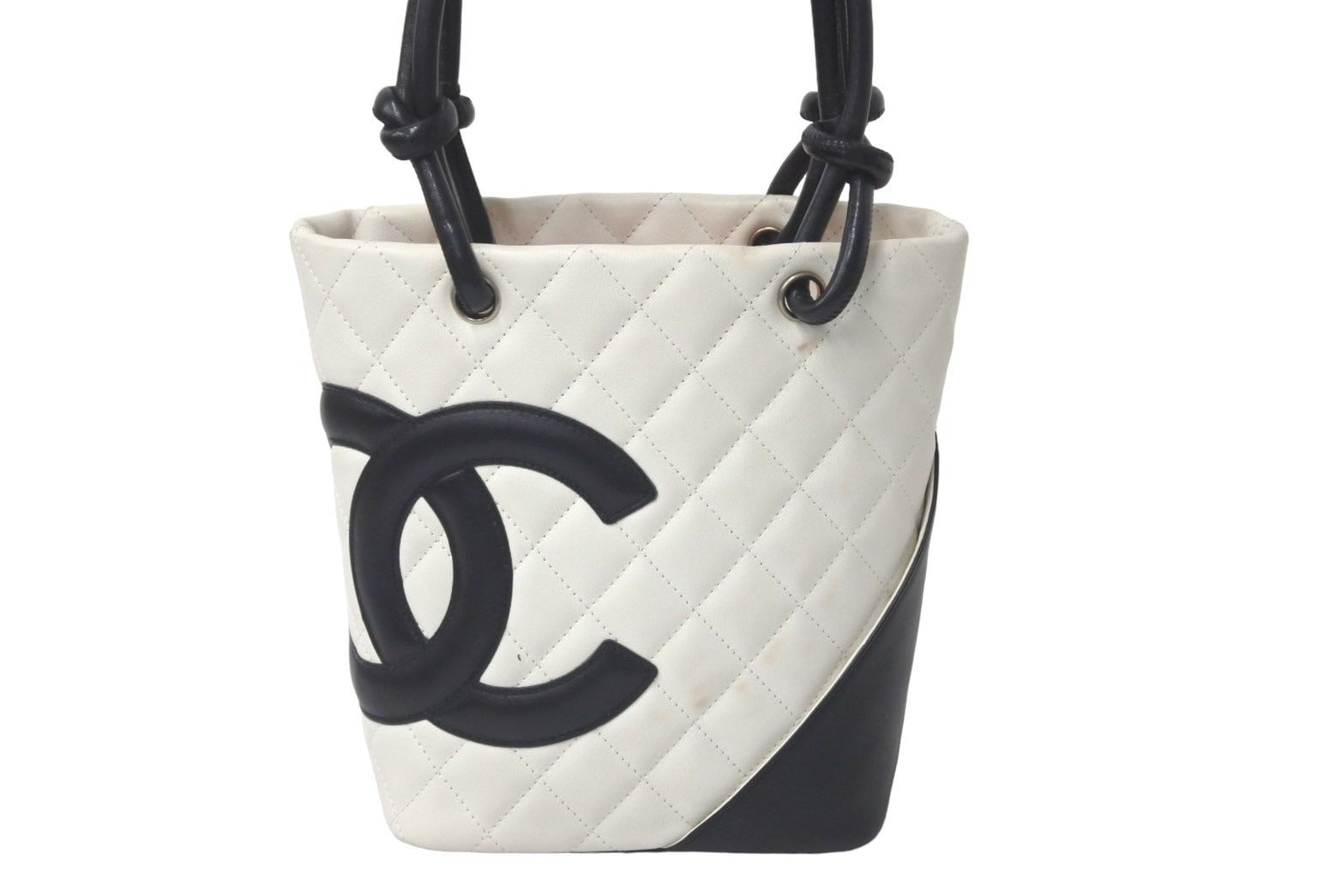 CHANEL シャネル カンボンライン スモール トートバッグ 8番台 レザー ホワイト ブラック ピンク ココマーク 鞄 良品 中古 61003 –  Casanova Vintage