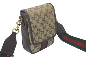 新品同様品 GUCCI × PALACE グッチ×パレス ショルダーバッグ GGキャンバス シェリーライン 723142 ベージュ ブラウン 61005