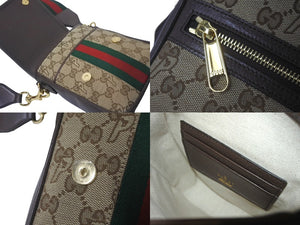 新品同様品 GUCCI × PALACE グッチ×パレス ショルダーバッグ GGキャンバス シェリーライン 723142 ベージュ ブラウン 61005