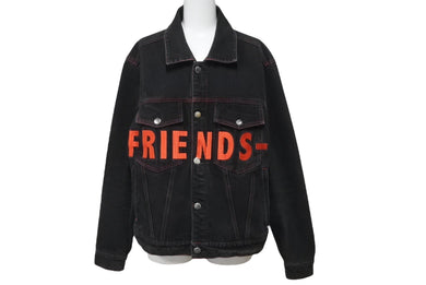 VLONE ヴィーロン デニムジャケット FRIENDS A$AP BARI 刺繍ロゴ レッド ブラック コットン サイズM 美品 中古 61053