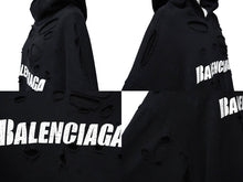 画像をギャラリービューアに読み込む, BALENCIAGA バレンシアガ デストロイ フーディー パーカー ダメージ ブラック コットン サイズM 659403 美品 中古 61067