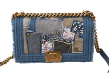 画像をギャラリービューアに読み込む, 極美品 CHANEL シャネル ボーイシャネル チェーンショルダーバッグ 20番台 デニムパッチワーク インディゴ ゴールド金具 中古 61081