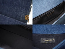 画像をギャラリービューアに読み込む, 極美品 CHANEL シャネル ボーイシャネル チェーンショルダーバッグ 20番台 デニムパッチワーク インディゴ ゴールド金具 中古 61081