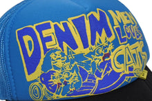 Load image into Gallery viewer, KAPITAL キャピタル キャップ DENIM MEN LOVES CATS K2204XH528 ポリエステル ナイロン ブルー イエロー ONE SIZE 美品 中古 4b006114