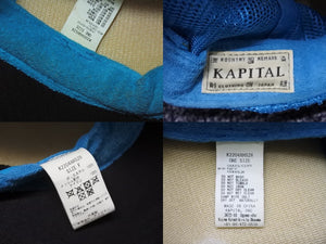 KAPITAL キャピタル キャップ DENIM MEN LOVES CATS K2204XH528 ポリエステル ナイロン ブルー イエロー ONE SIZE 美品 中古 4b006114