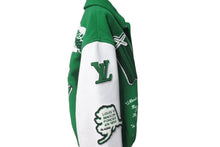 画像をギャラリービューアに読み込む, 新品同様 LOUIS VUITTON ルイヴィトン 21FW レザーバーシティブルゾン HLL69EMJY グリーン ホワイト メンズ 48 中古 61148