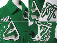 画像をギャラリービューアに読み込む, 新品同様 LOUIS VUITTON ルイヴィトン 21FW レザーバーシティブルゾン HLL69EMJY グリーン ホワイト メンズ 48 中古 61148