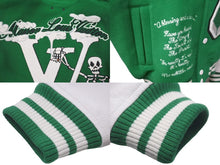 画像をギャラリービューアに読み込む, 新品同様 LOUIS VUITTON ルイヴィトン 21FW レザーバーシティブルゾン HLL69EMJY グリーン ホワイト メンズ 48 中古 61148